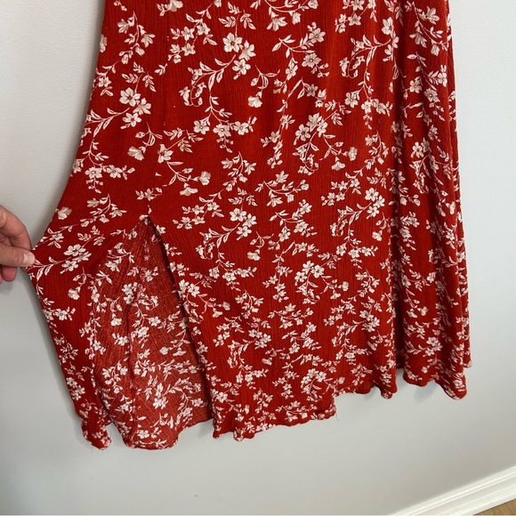 Lulu’s Garden Date Red Orange Floral Print Ruffle Midi Dress Women’s Size Large - Picture 4 of 8